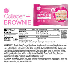 Box packaging showing gluten-free, low sugar brownie