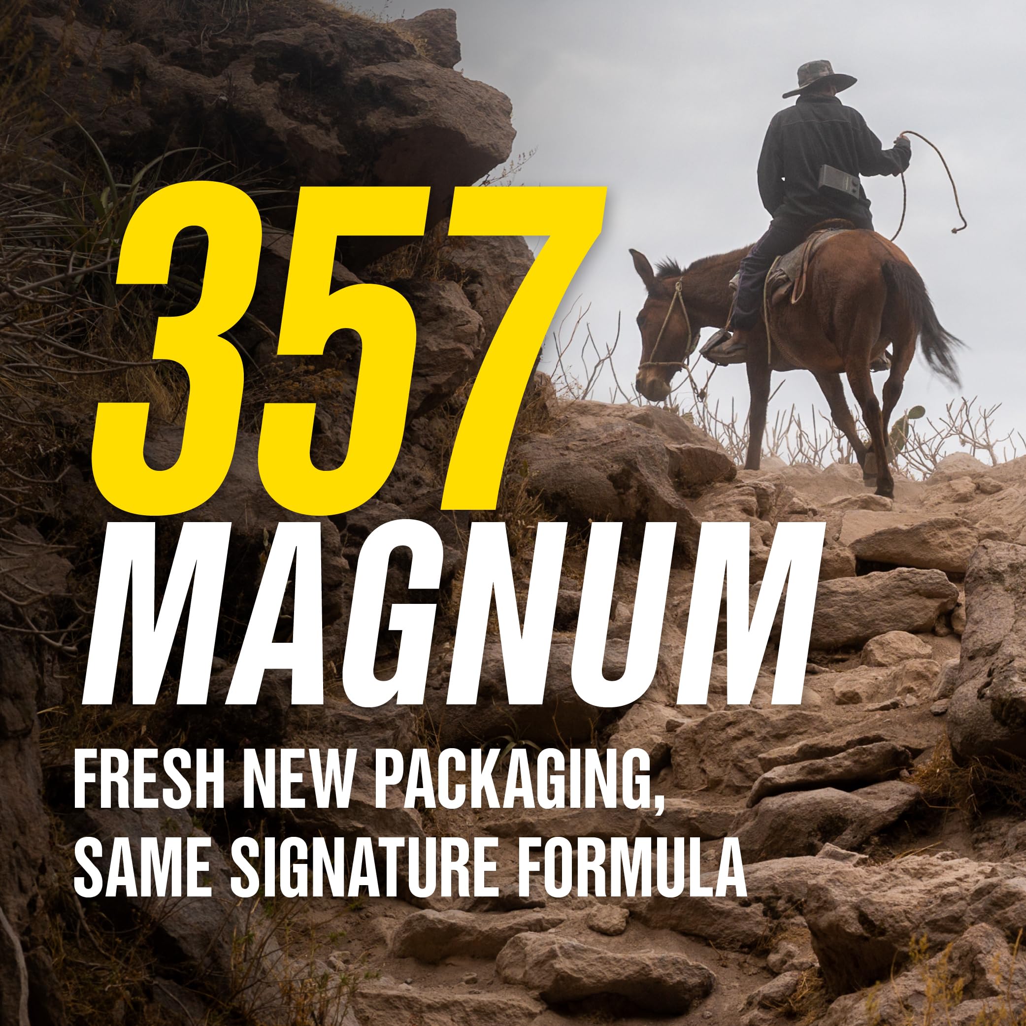357 HR MAGNUM energy tablets bottle back with dosage and ingredient info.