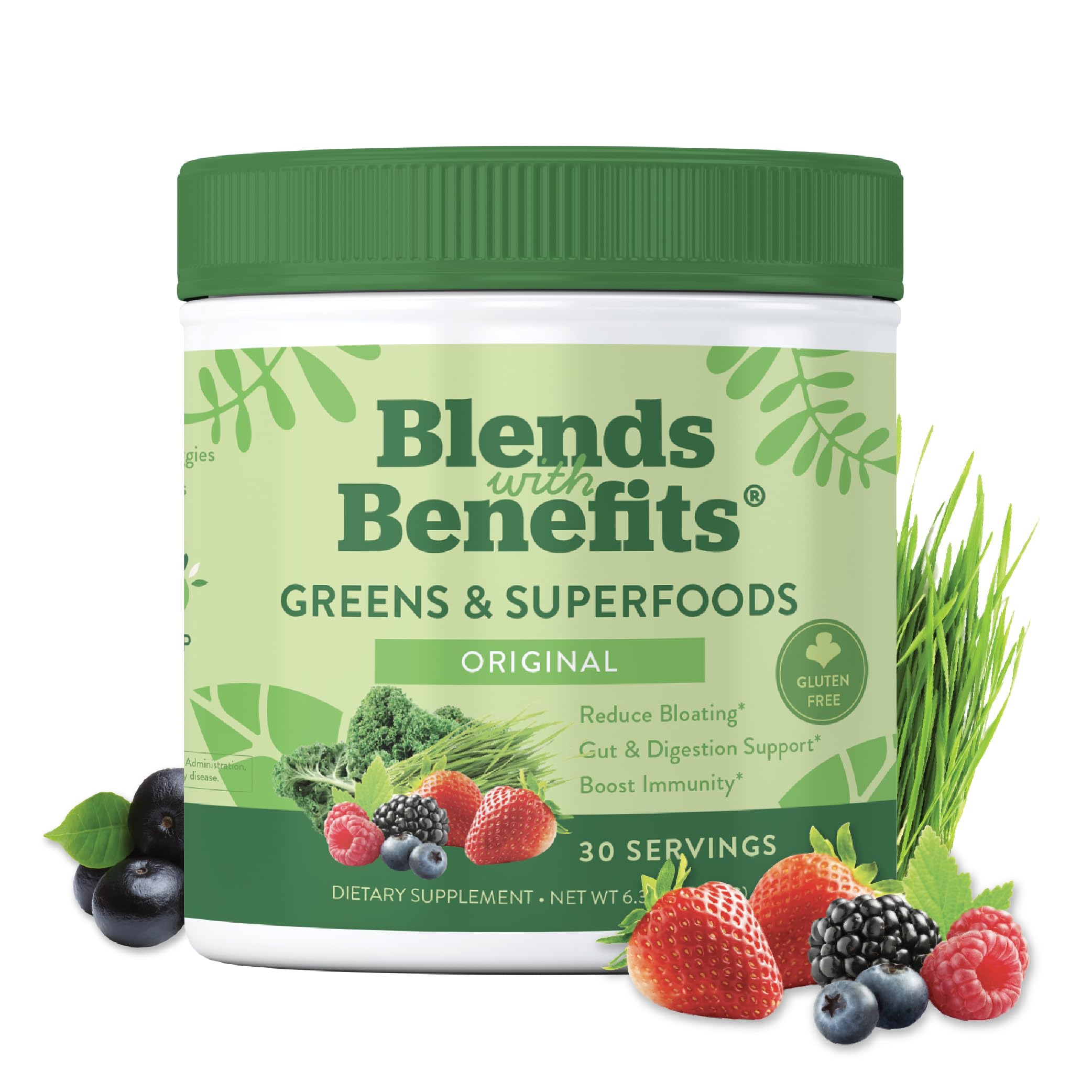 Front view of 360 Nutrition Super Greens Powder container with label
