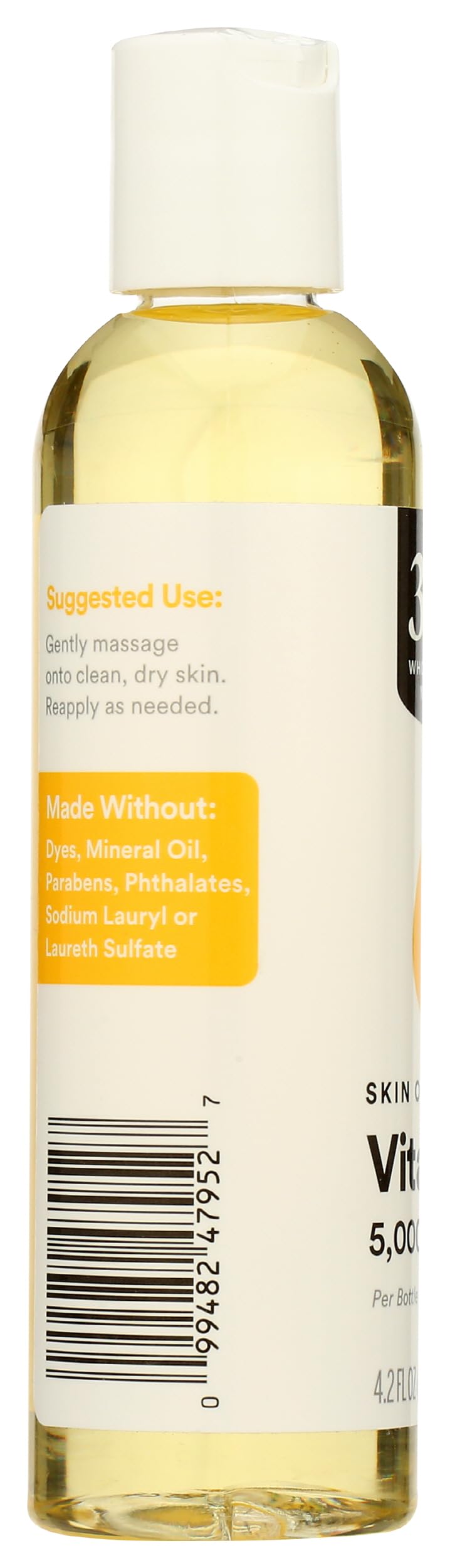Side view of 4.2 fl oz Vitamin E Skin Oil bottle