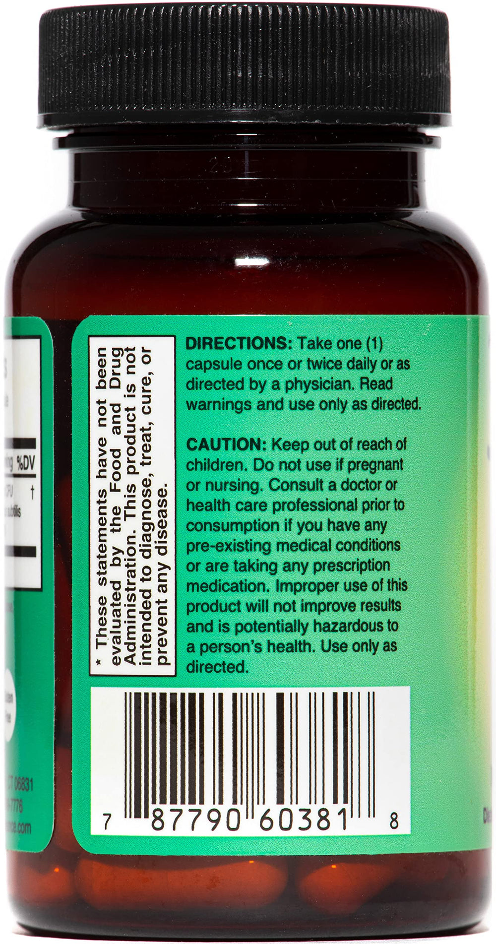 3Biome bottle back view showing supplement facts