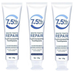 Three tubes of 7.5% hydroxyapatite toothpaste for enamel protection