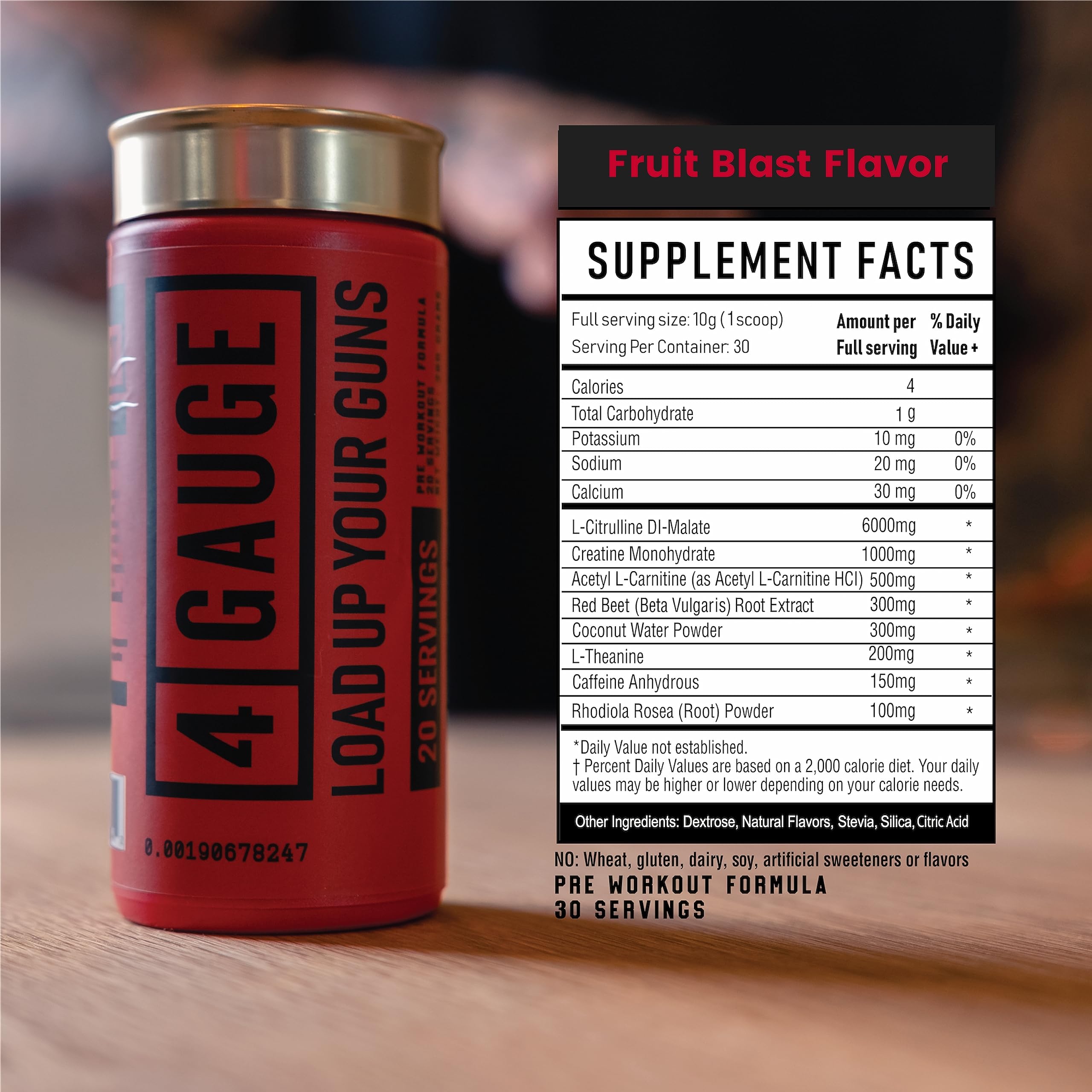 Label on 4-gauge Fruit Blast container