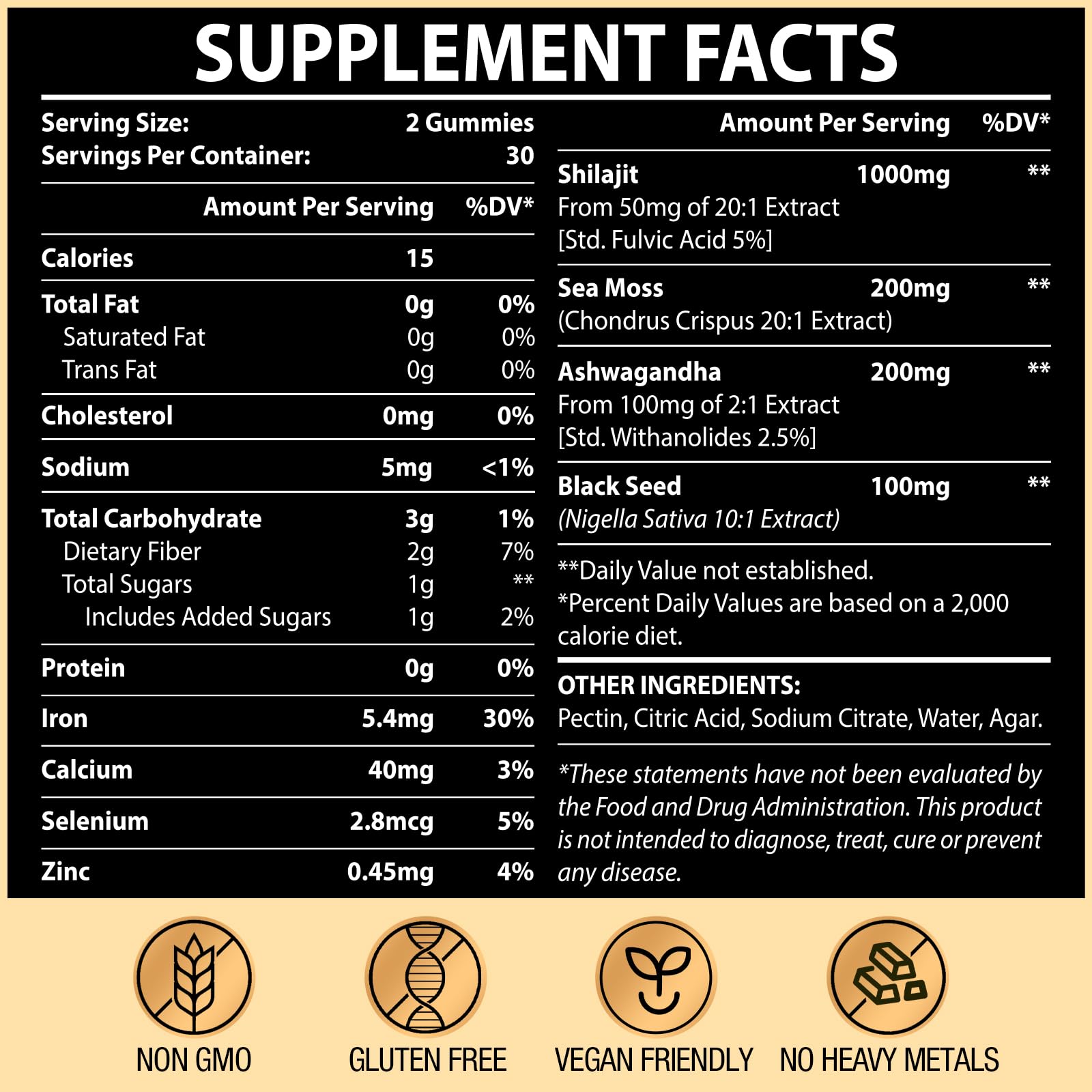 4-in-1 Shilajit Gummies with Ashwagandha, Sea Moss, and Black Seed