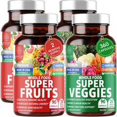 4-pack N1N Super Fruits & Veggies supplement bottles with 360 capsules