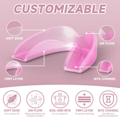 Pink kids mouth guard laid flat to show color