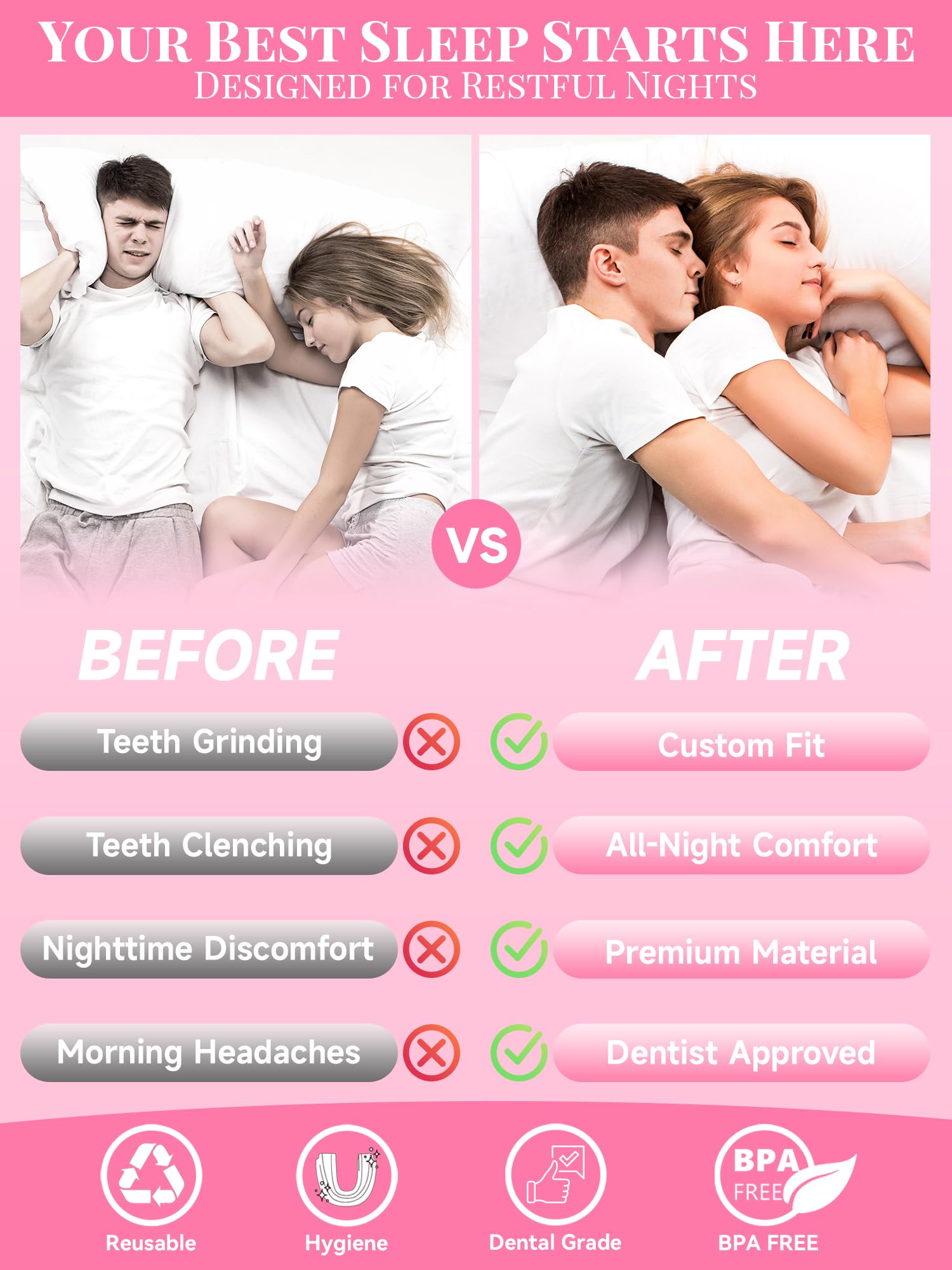 Night guards with travel-friendly mirror case for on-the-go use