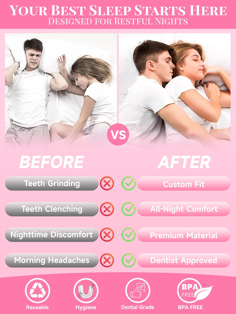 Night guards with travel-friendly mirror case for on-the-go use