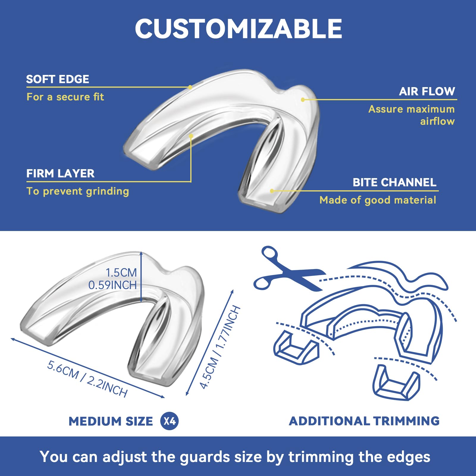 Teen wearing a medium-sized mouth guard for nighttime wear