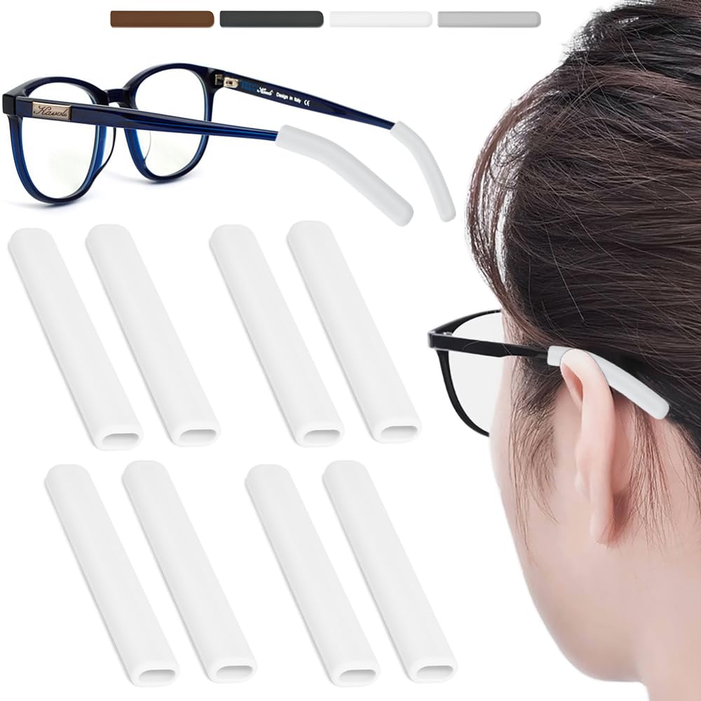 4 pairs of silicone glasses ear cushions in white