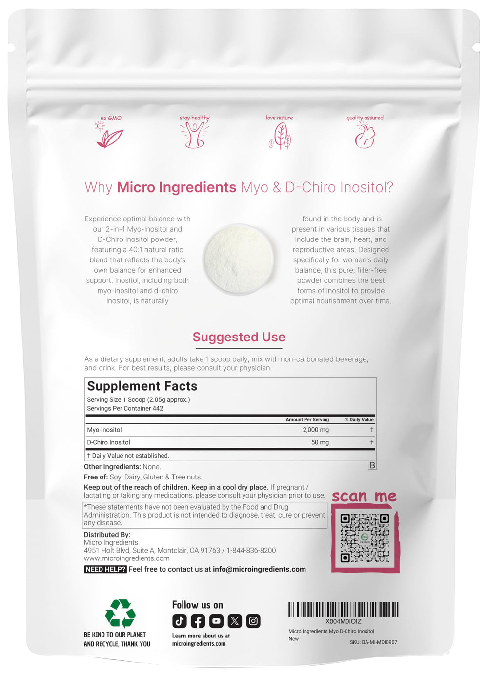 40:1 ratio Myo-Inositol and D-Chiro Inositol powder