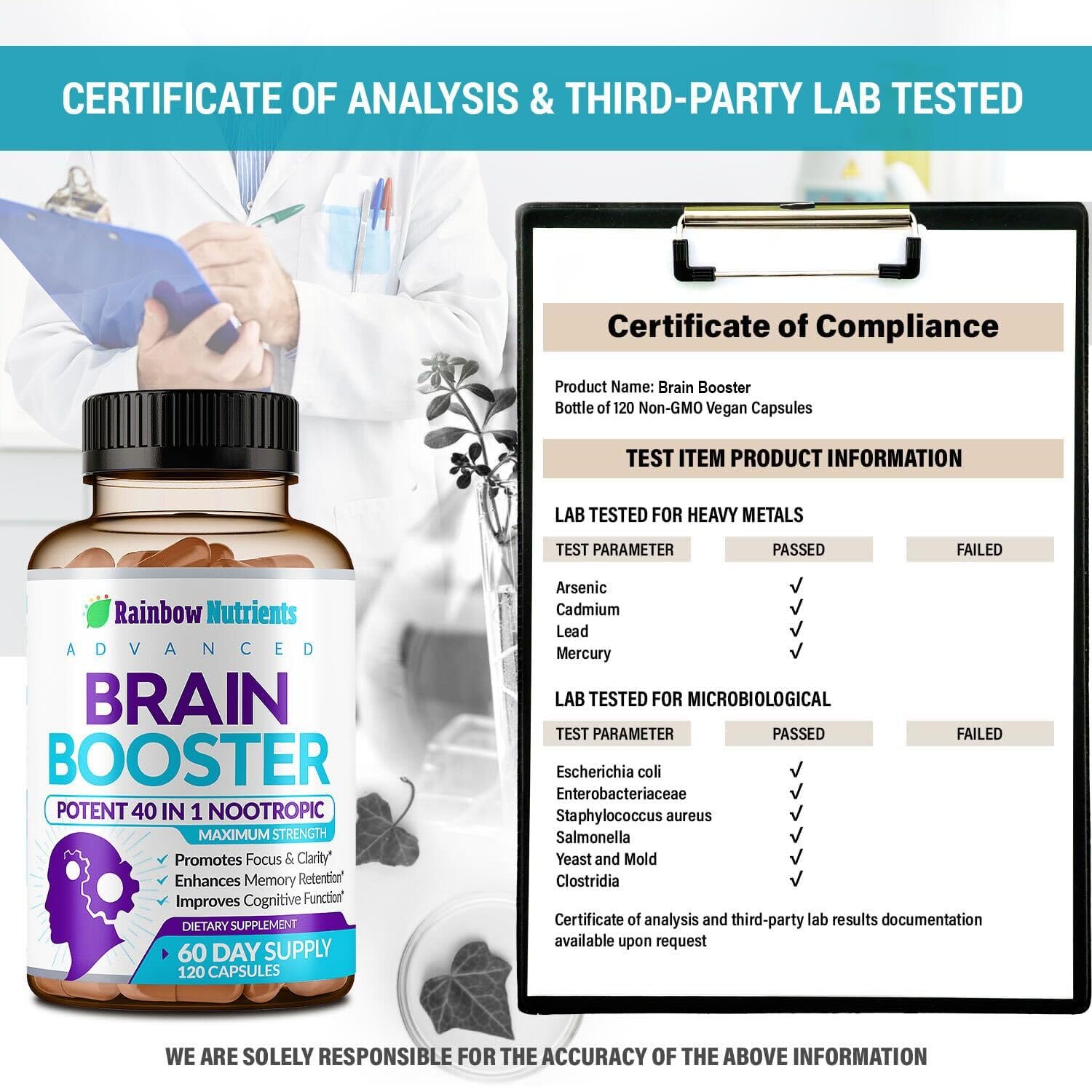 Dietary supplement bottle with 120 capsules