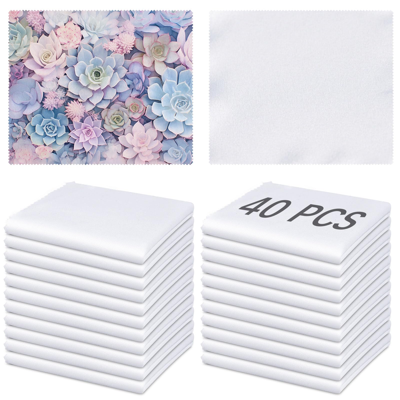 40-pack white microfiber cleaning cloths for glasses (6x7 in)
