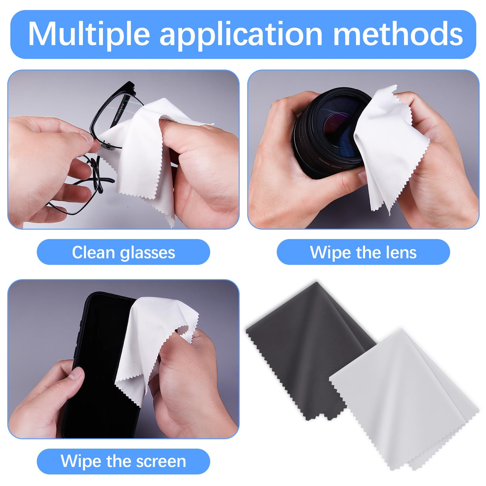 Reusable eyeglass cleaning cloths suitable for DIY branding (6x7 in)