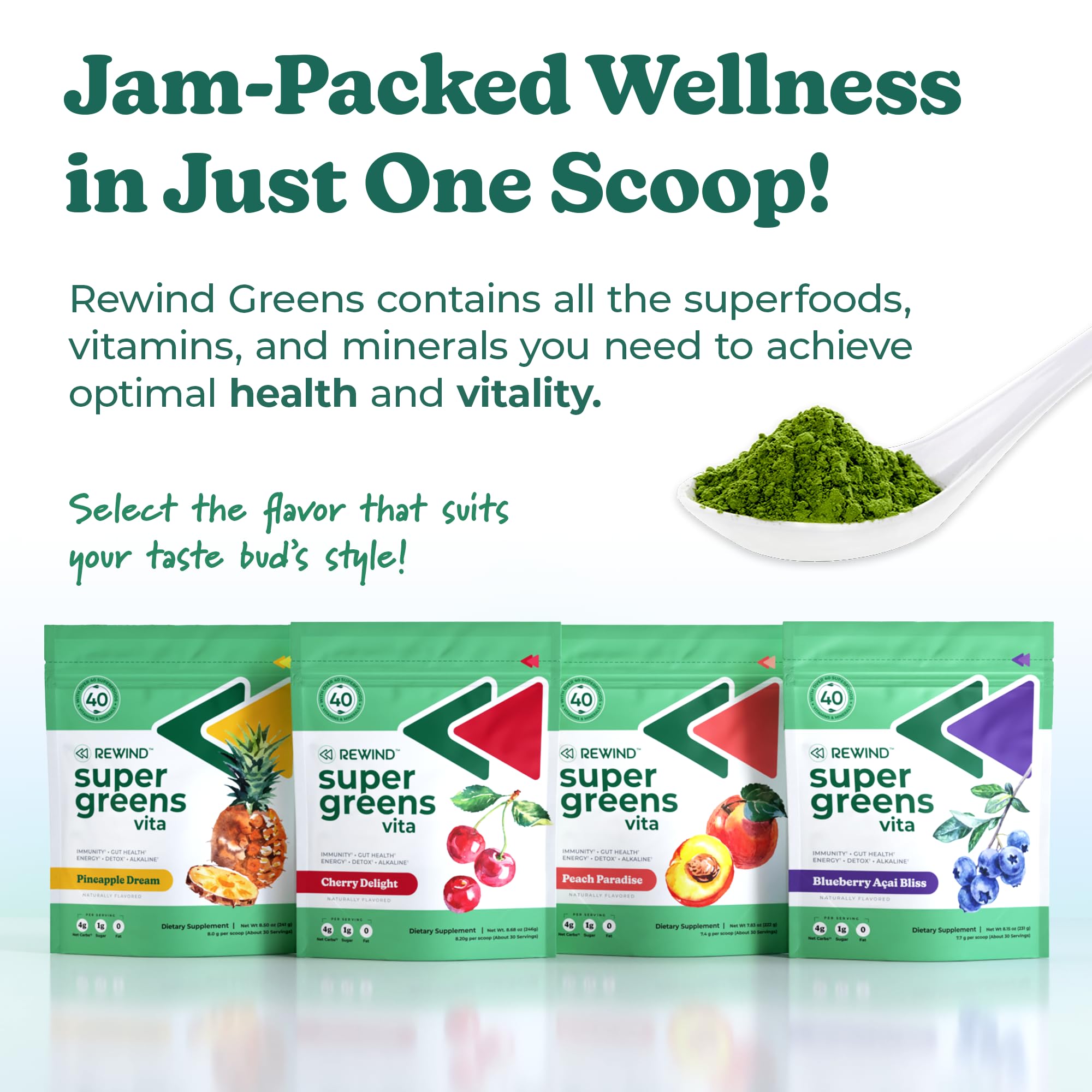 Close-up of 40+ superfoods vitamins and minerals