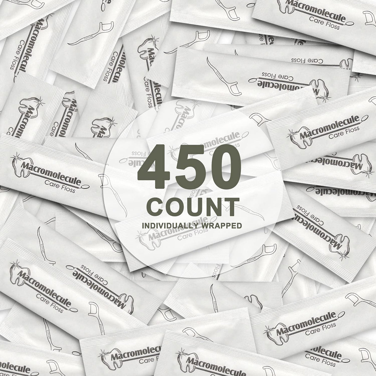 450 count unflavored dental floss picks with individual wrappers