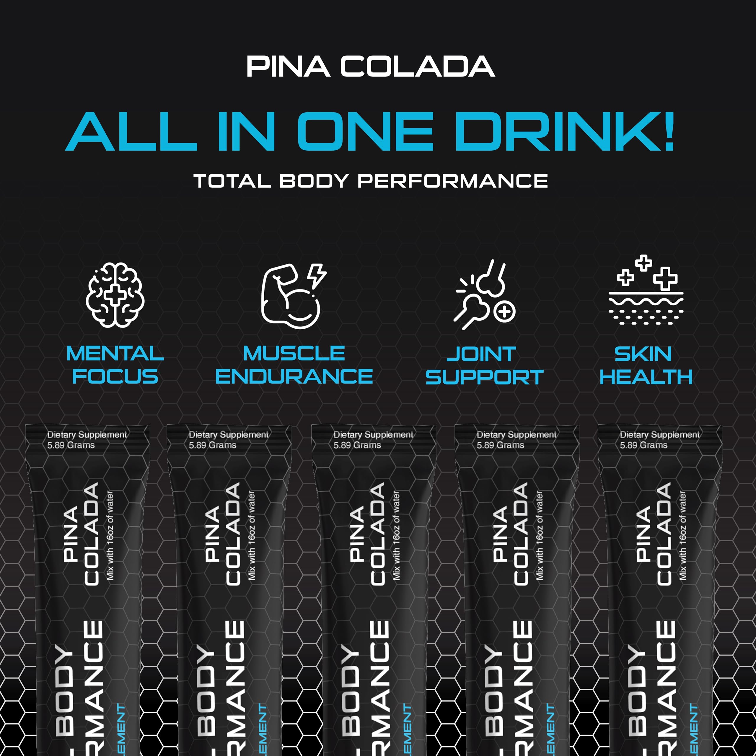 Nutrition label and gluten-free indication on 4D Pina Colada box