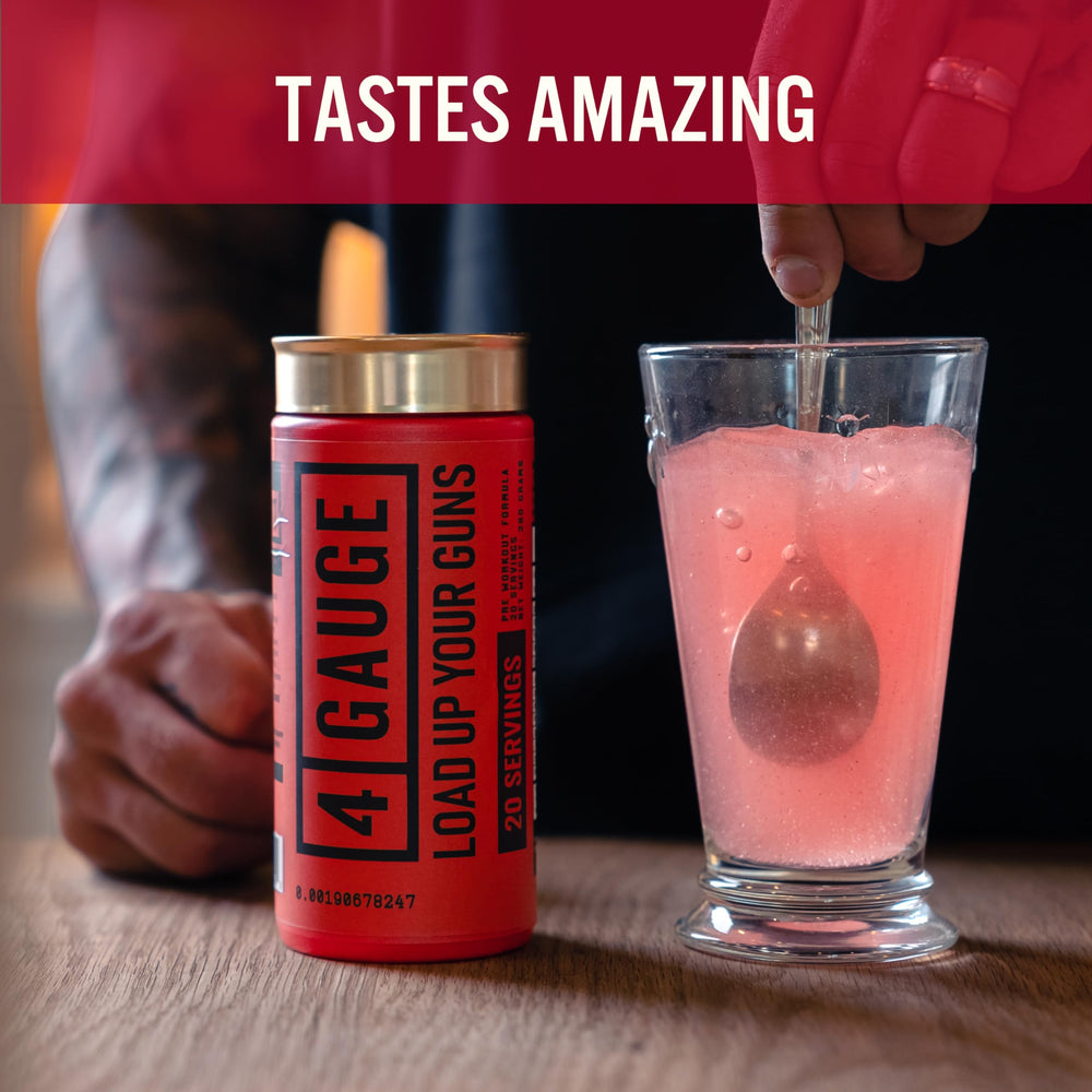 4 Gauge ingredient icons for L-Citrulline, L-Carnitine, Creatine support performance.