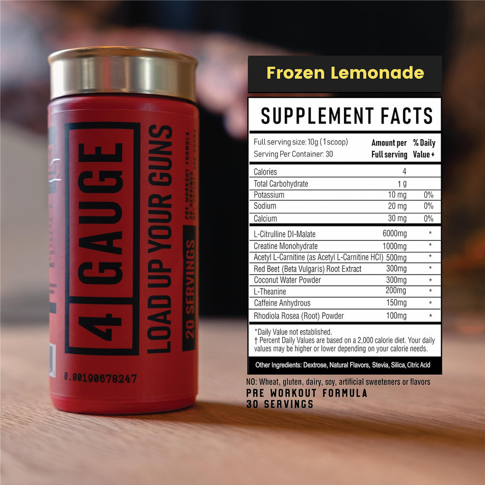 4 Gauge label closeup highlights all-natural ingredients and no artificial flavors.