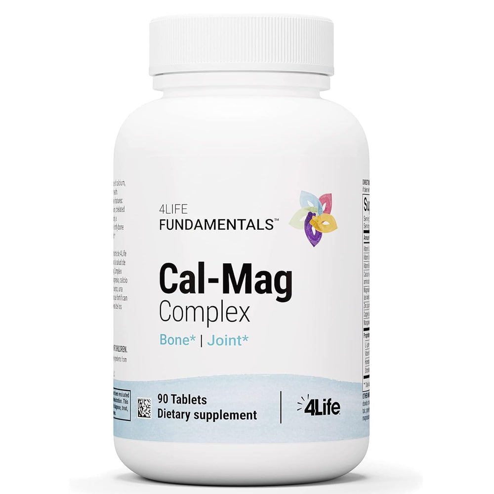Front view of 4Life Cal-Mag Complex bottle with 90 tablets