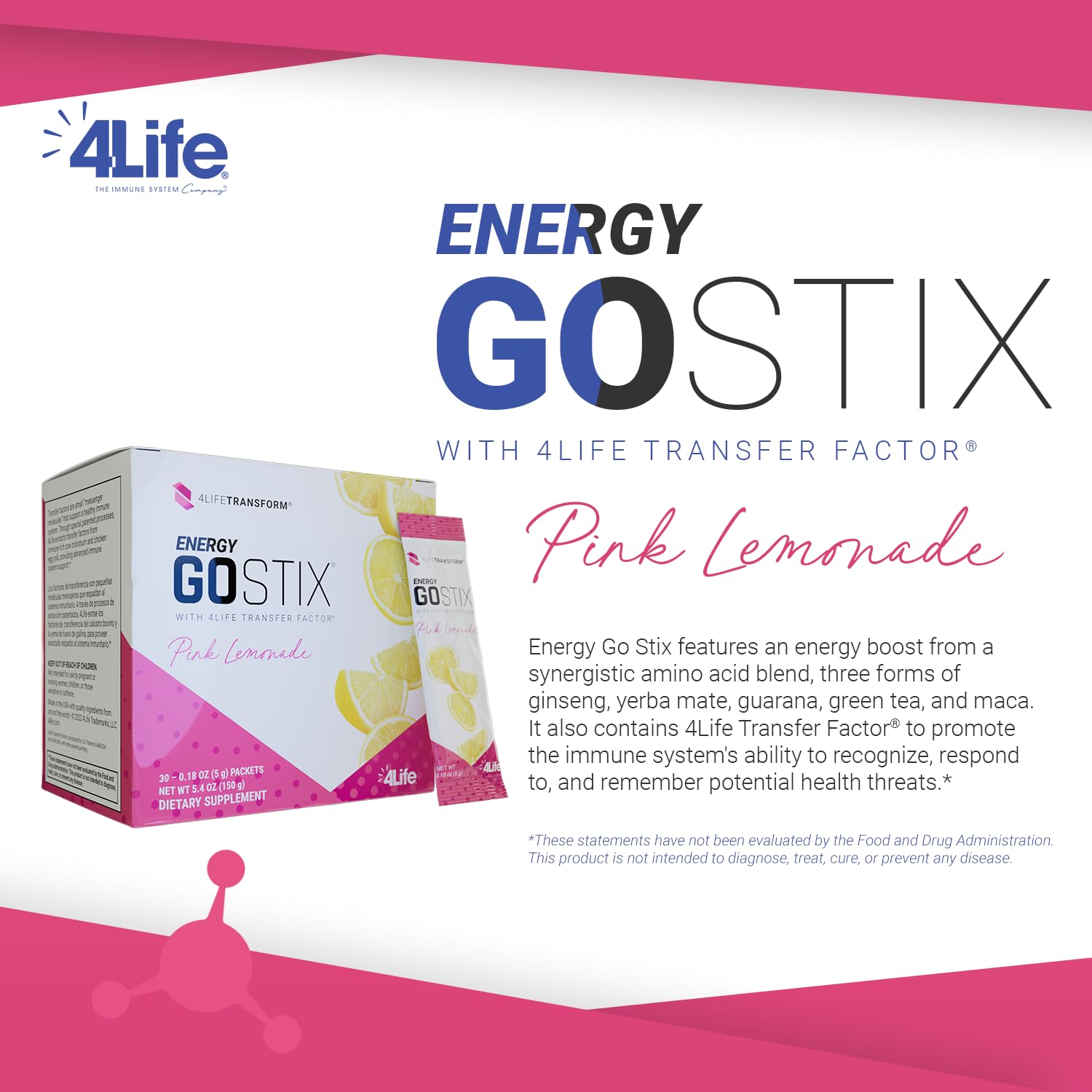 A hand holds a 4Life Energy Go Stix packet, showcasing portable energy.