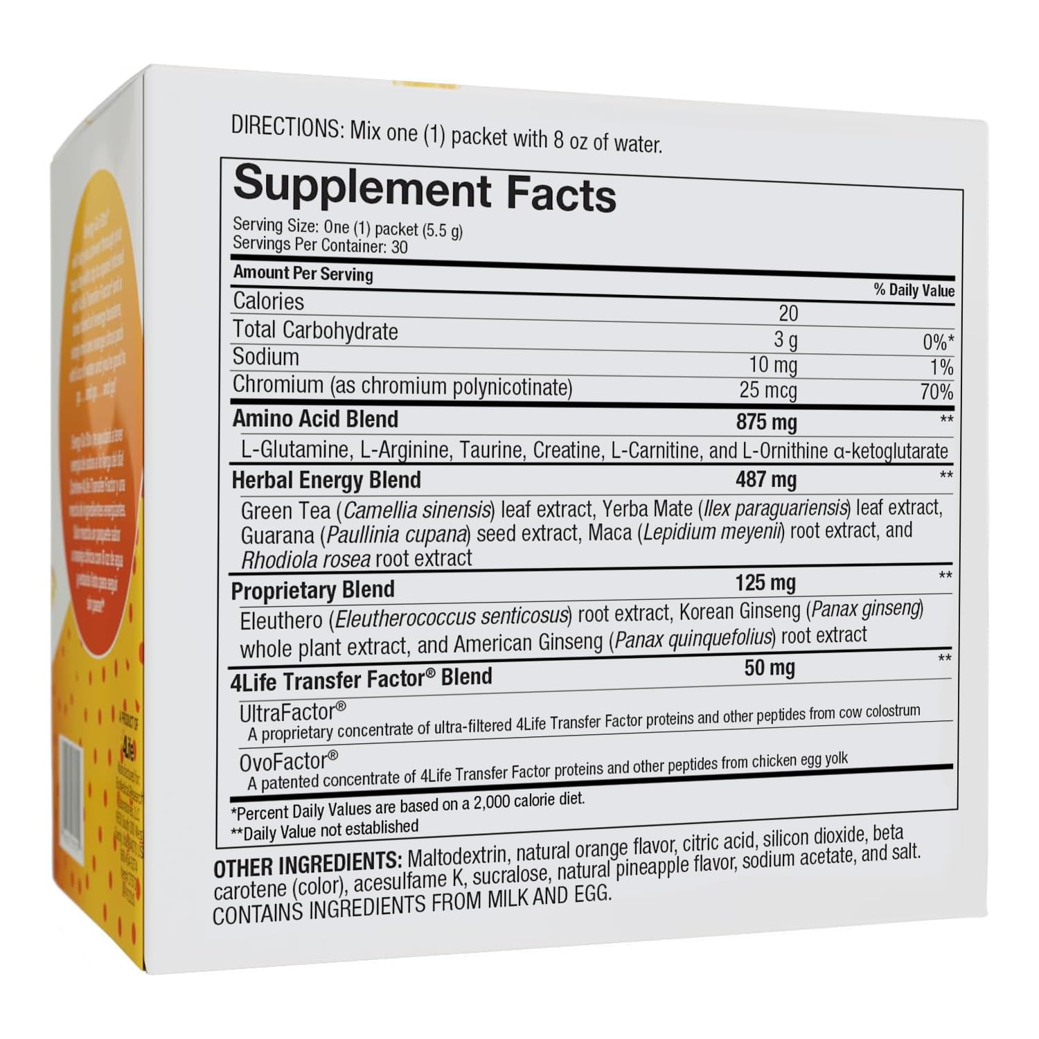 4Life Energy Go Stix packets close-up highlighting orange citrus flavor and quick lift.