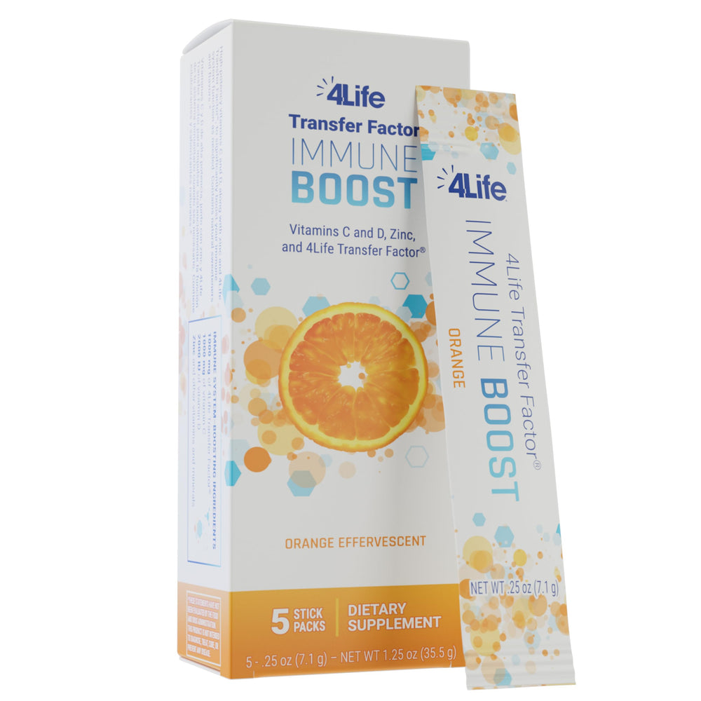 Product image showing 4Life Immune Boost box and powder packs