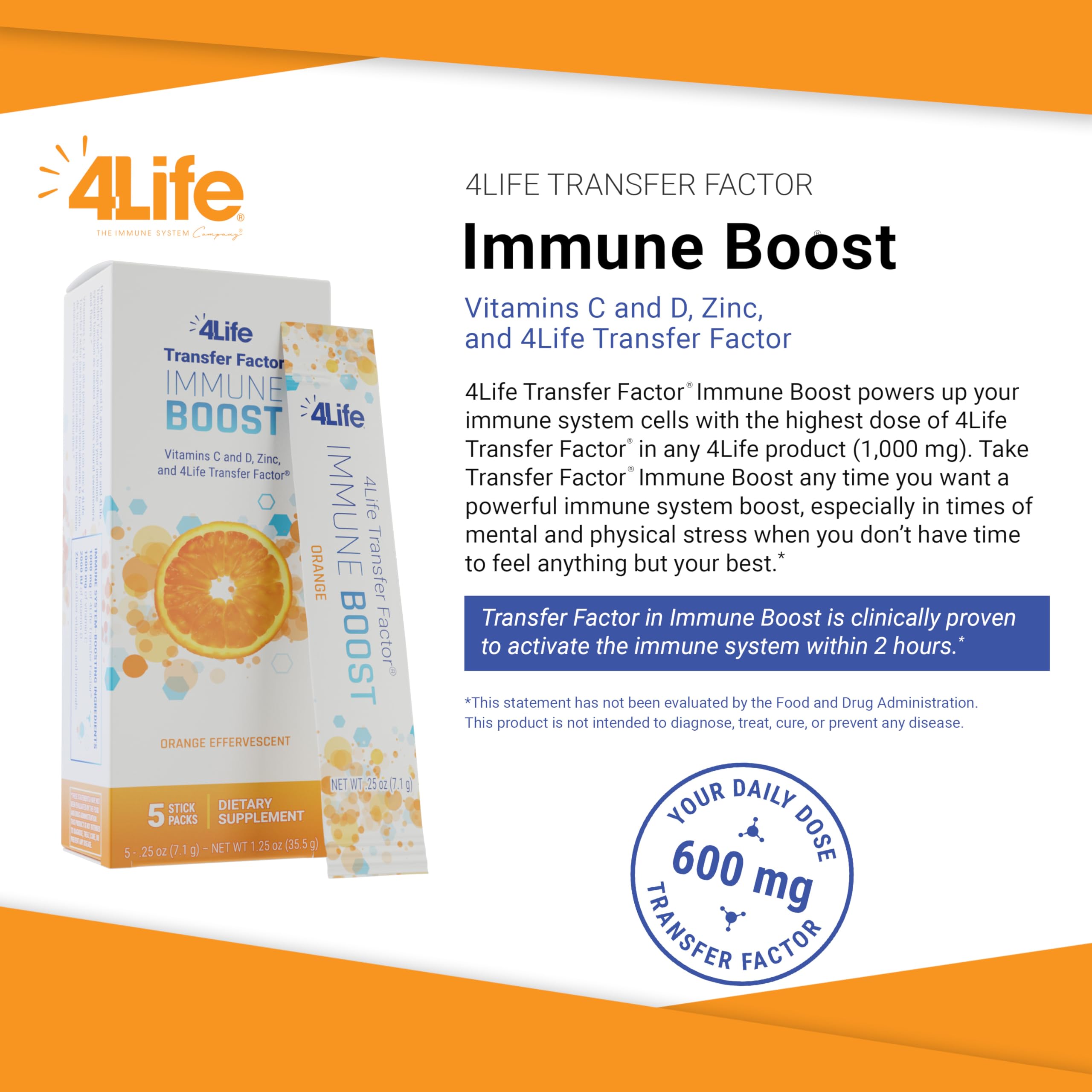 Close-up of the 4Life Transfer Factor blend label