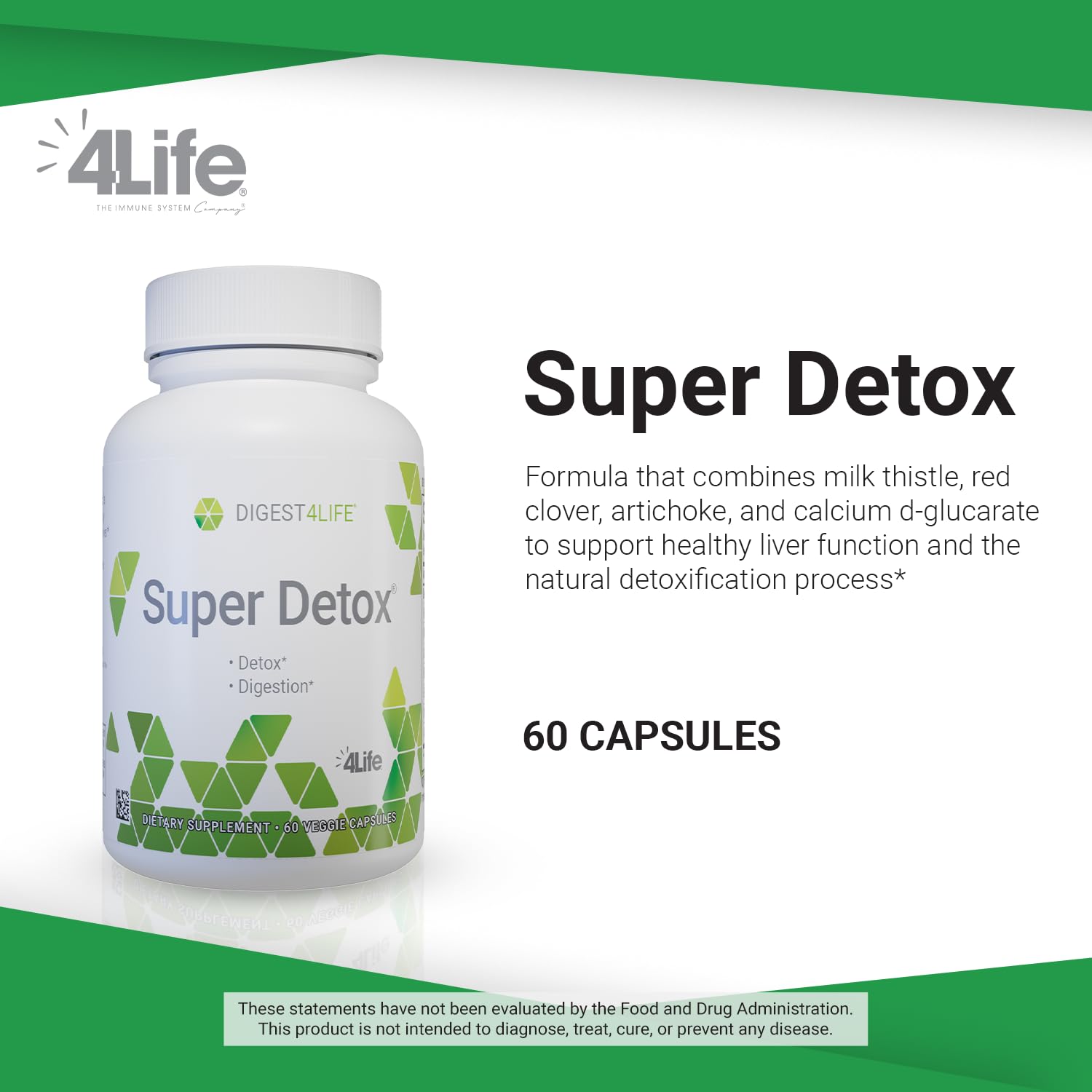 4Life Super Detox milk thistle capsules image emphasizing liver function support.