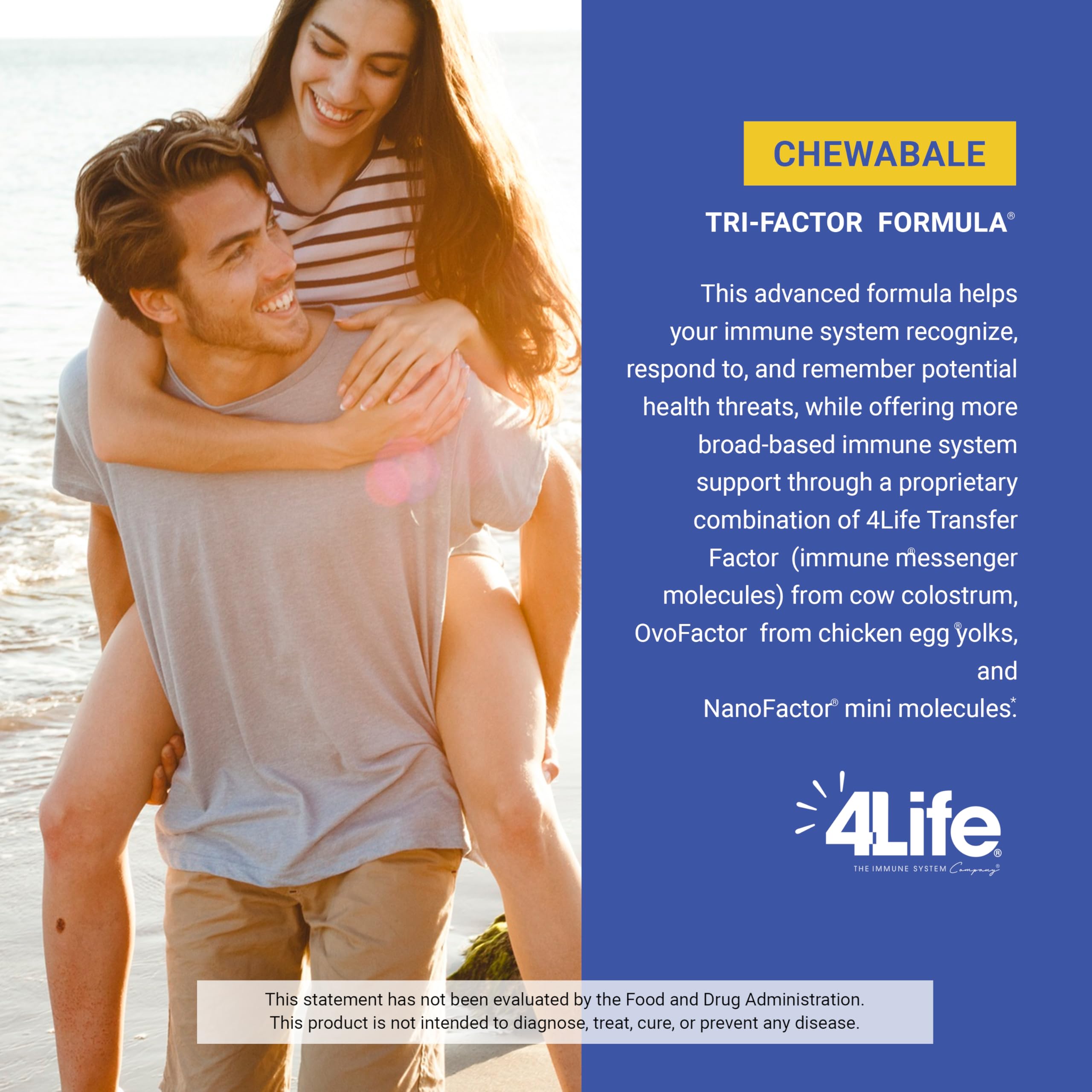 Ingredient panel for 4Life Transfer Factor Chewable Tri-Factor Citrus Cream