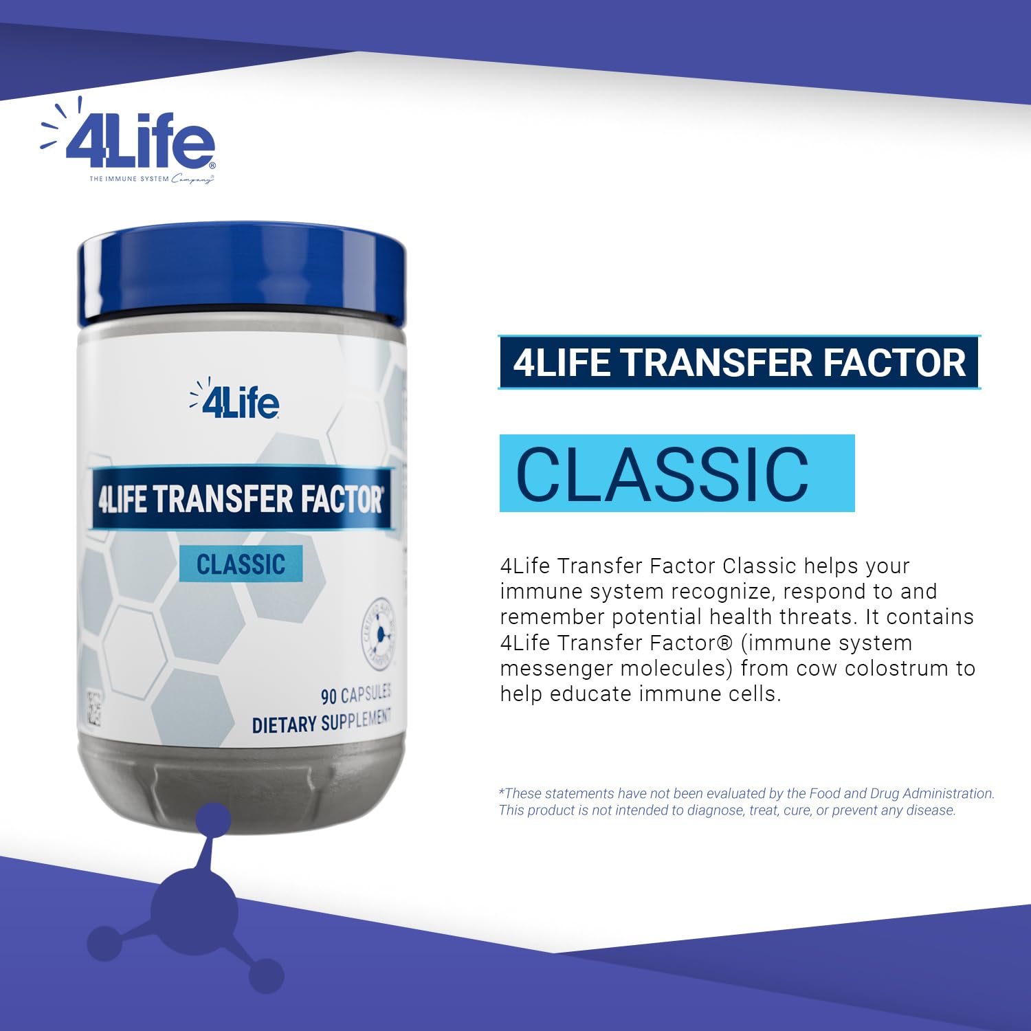 Product label for 4Life Transfer Factor Classic with Cow Colostrum
