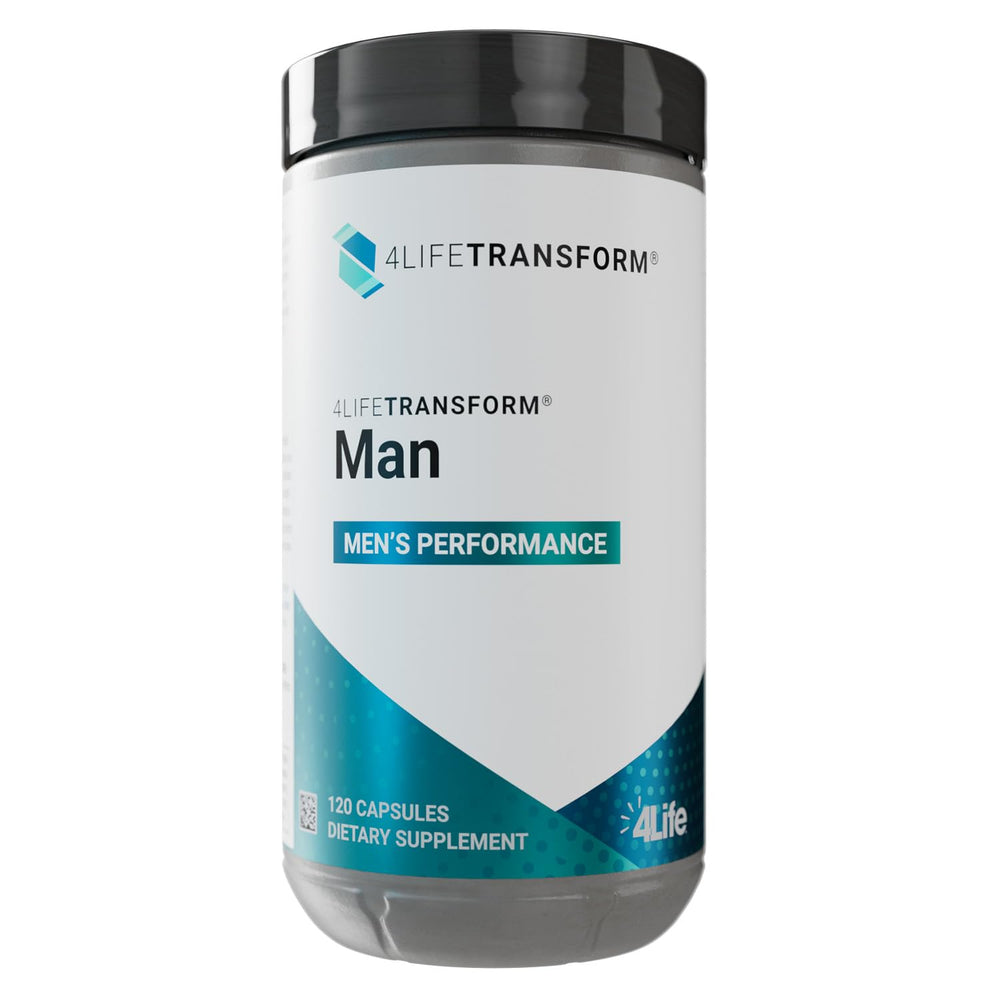 Front view of 4Life Transform Man bottle