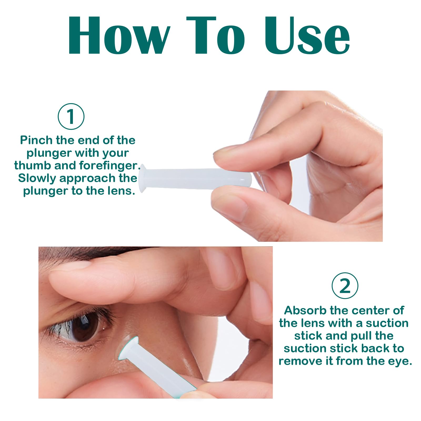 Silicone suction cup contact lens remover tool for hard lenses