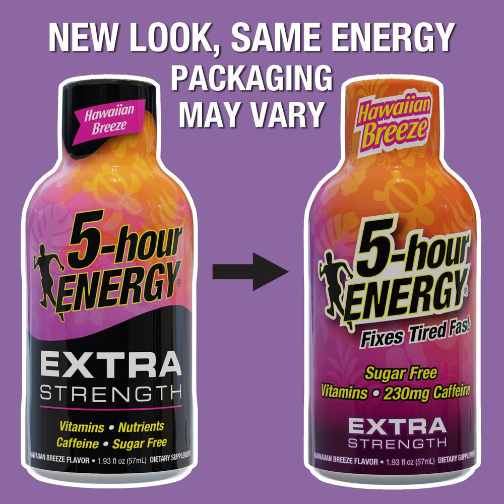 Lifestyle image featuring someone with 5-hour ENERGY Extra Strength Shots Hawaiian Breeze
