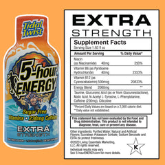 5-hour ENERGY Tidal Twist shot pour showing the strong caffeine boost option.