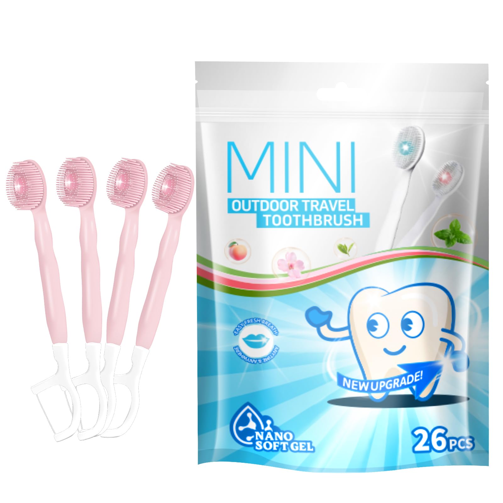 5-in-1 mini disposable toothbrushes with iced watermelon flavor (26 pieces)