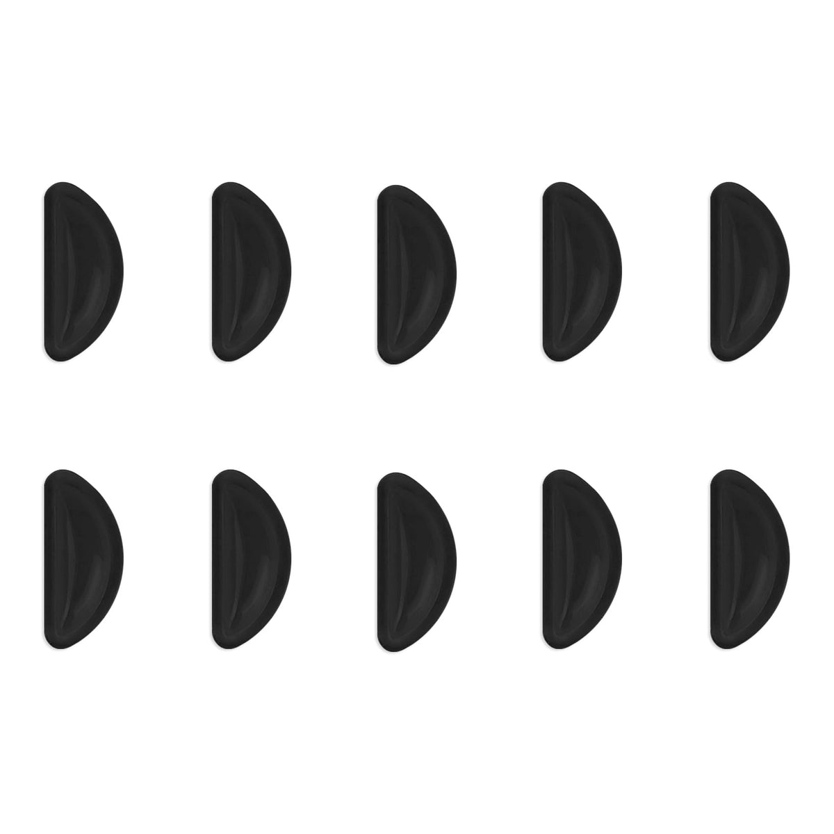 Five pairs of black adhesive silicone eyeglass nose pads