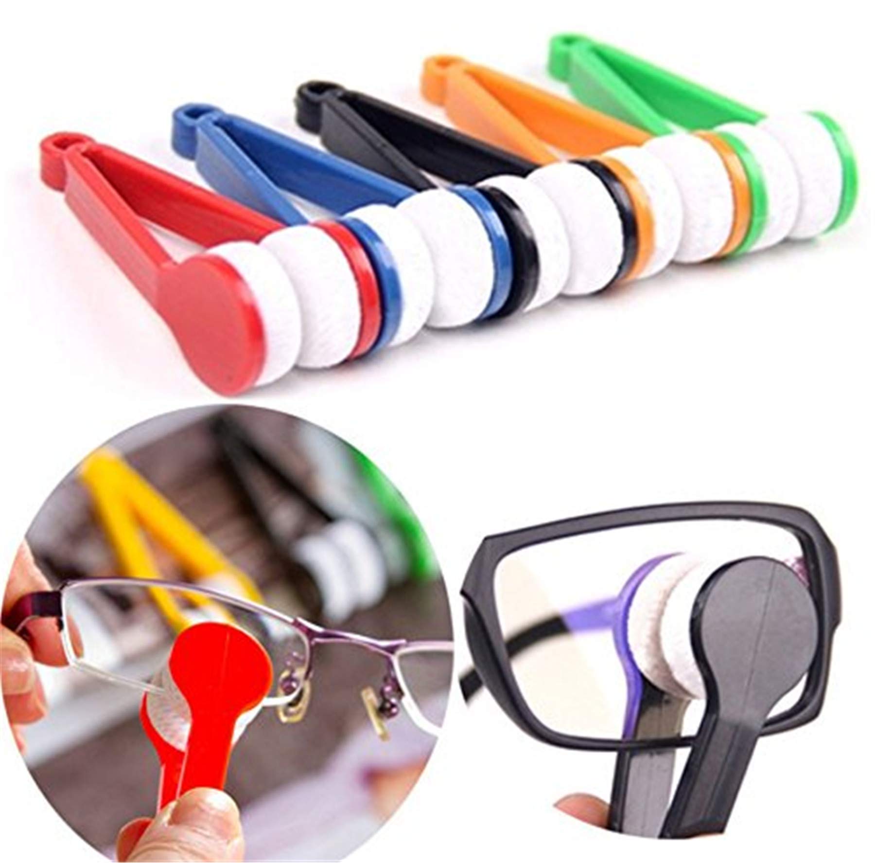 Green 5 pack mini eyeglasses microfiber cleaner clips