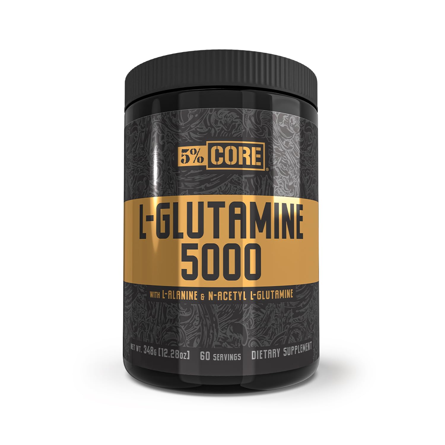 Bottle of 5% Nutrition Core L-Glutamine 5000 supplement