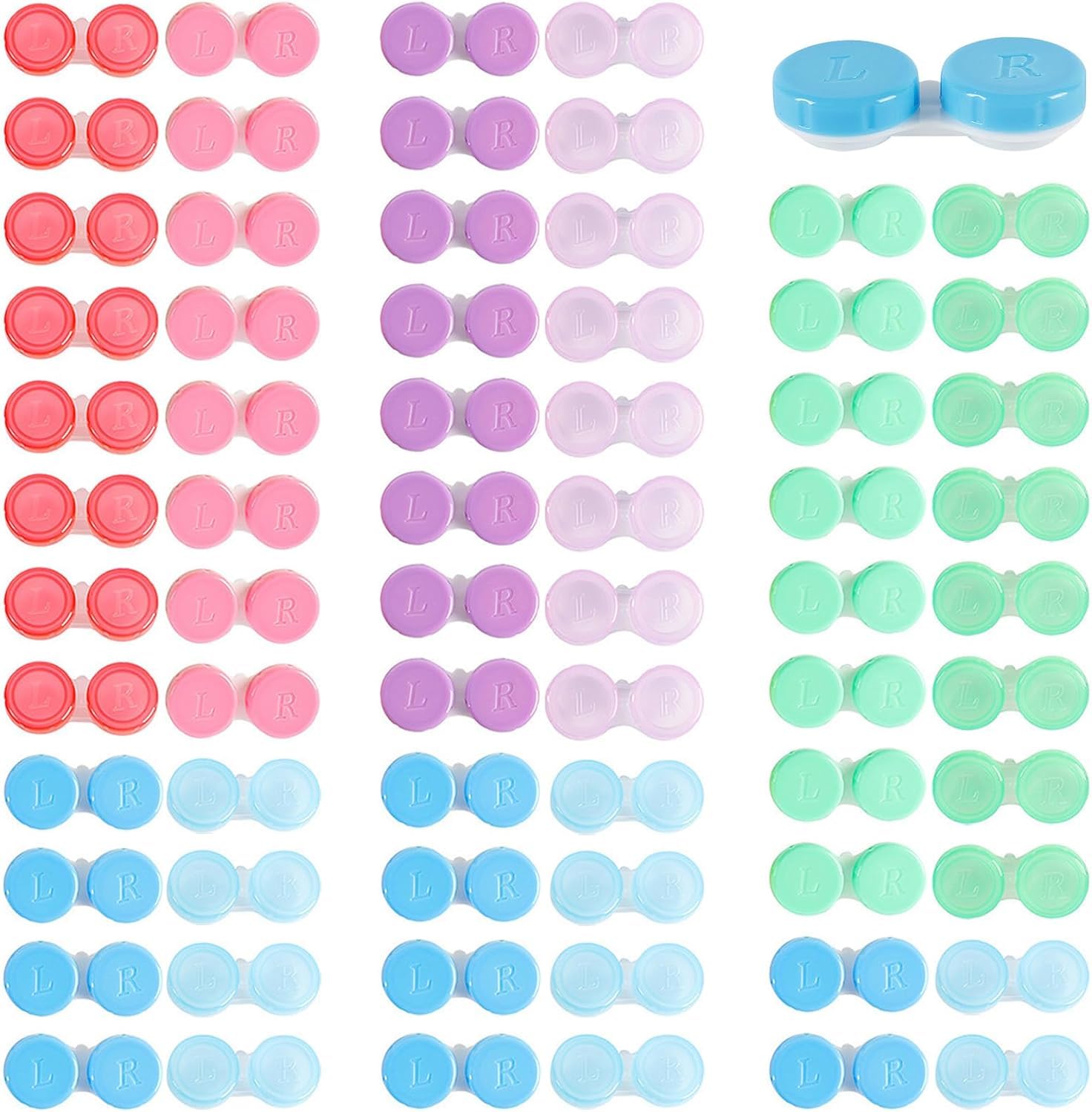 Assorted color contact lens cases in a 50-pack