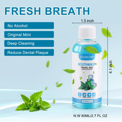 Mini mint mouthwash bottles in bulk pack for travel