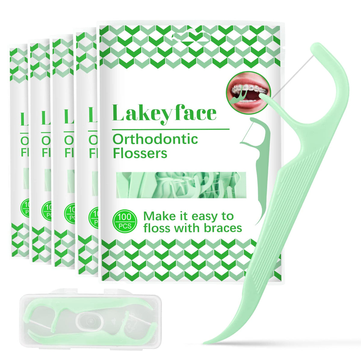 500-count orthodontic flossers with floss dispenser box image