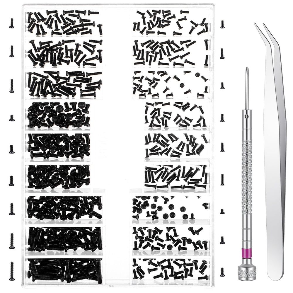 500-piece screw repair kit with M1.2, M1.4, and M2 micro screws