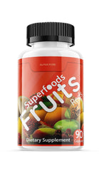 Graphic highlighting greens, reds, fruits and vegetables in the formula