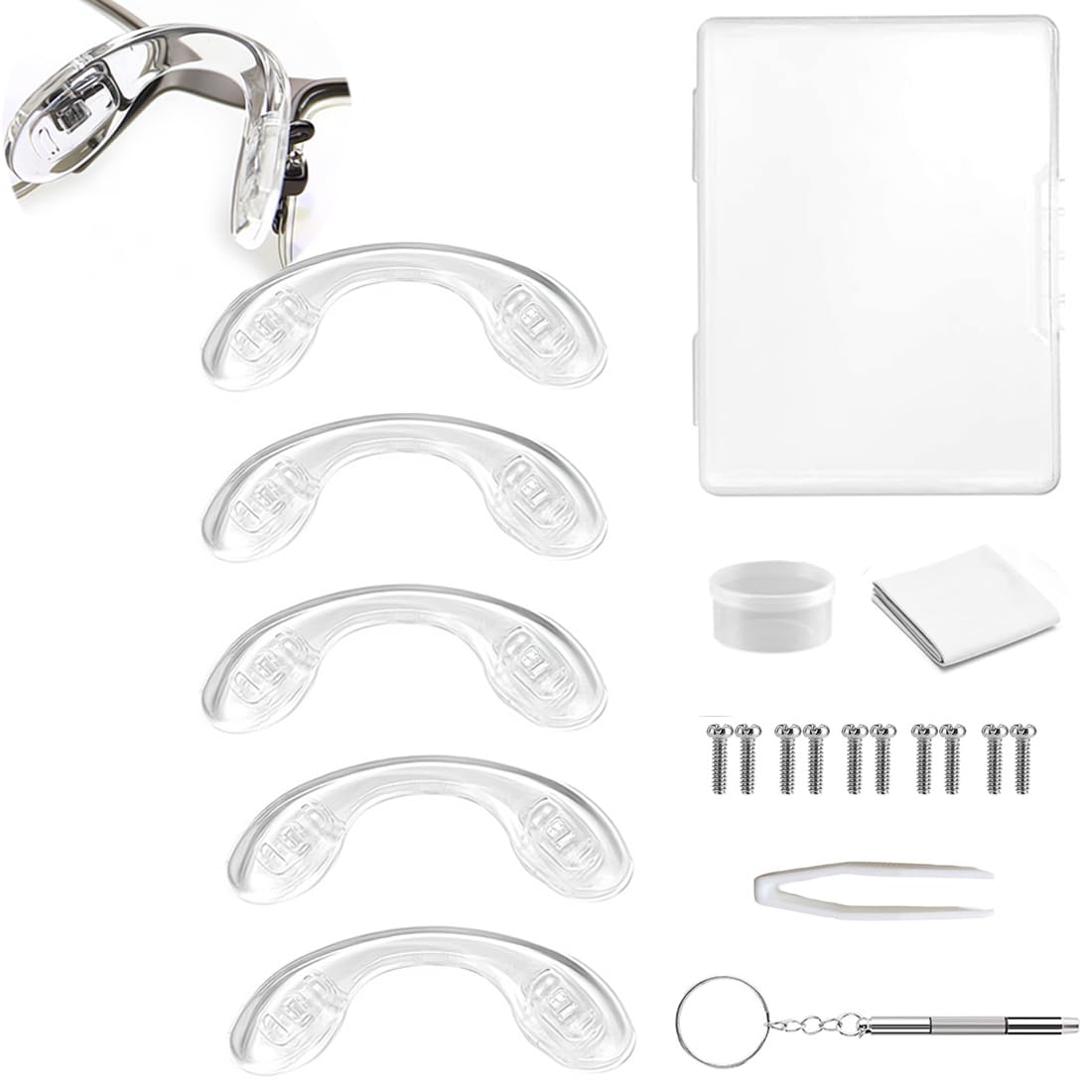 BEHLINE 5-piece silicone nose pads kit with screws and case