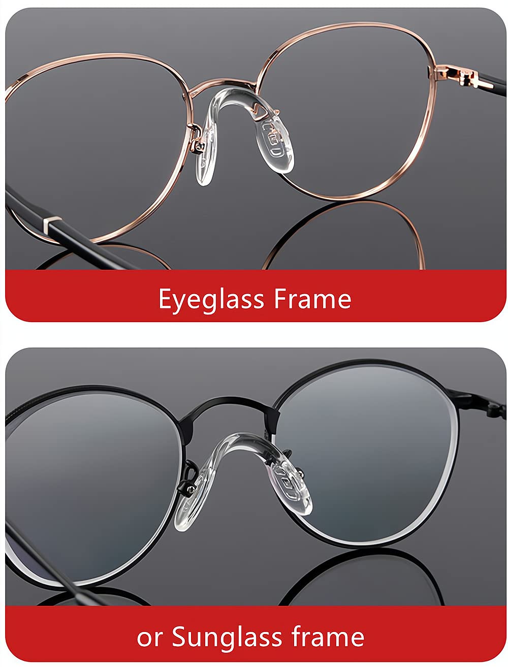 Universal screw-in nose pads for most frames