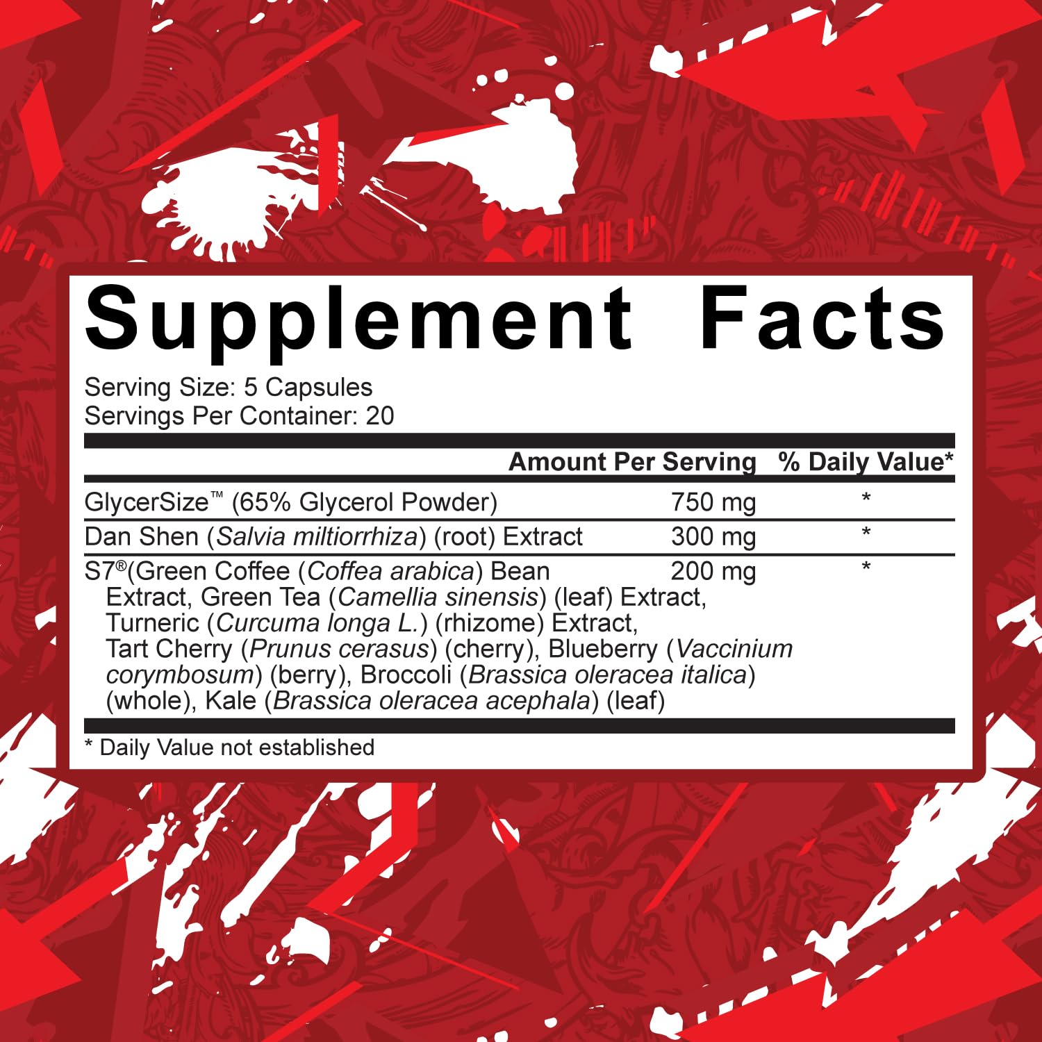 5% Nutrition Code Red Pump Caps packaging shown, designed for stacking with other Code Red products