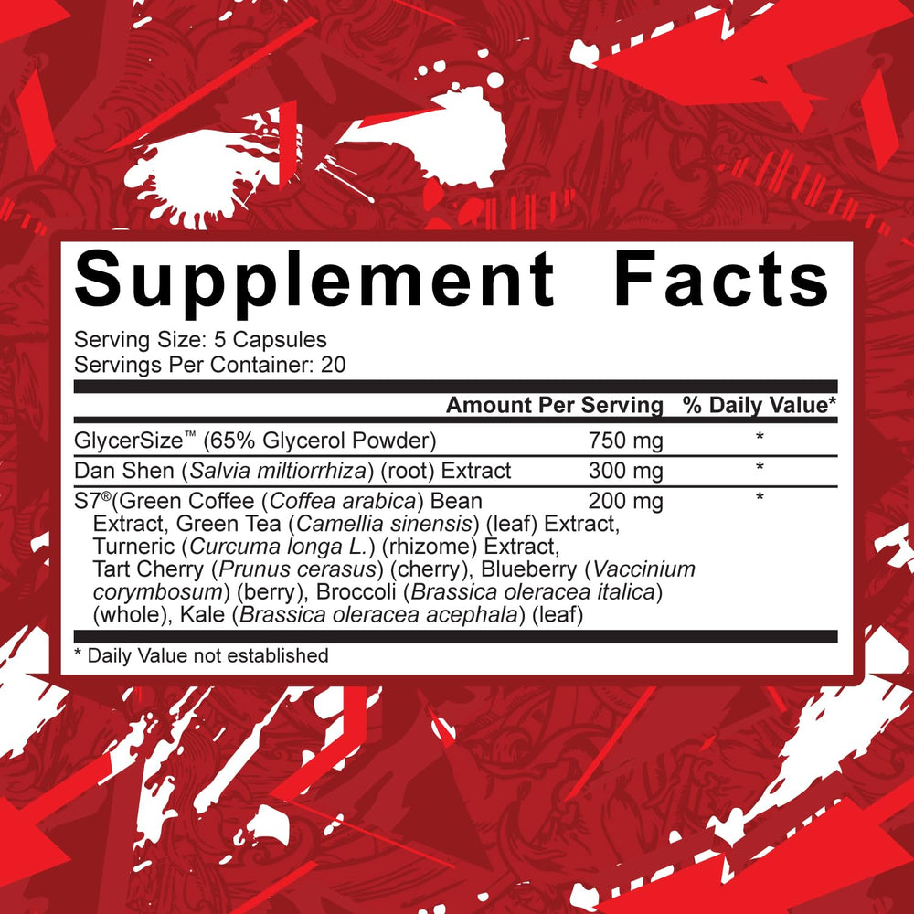5% Nutrition Code Red Pump Caps packaging shown, designed for stacking with other Code Red products
