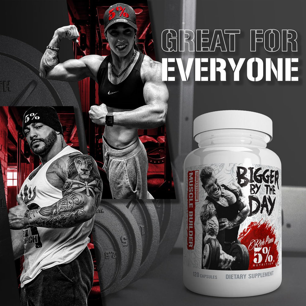 BiggerByTheDay capsules displayed as an easy daily muscle-support supplement