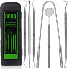 Six-piece stainless steel dental tools kit with case